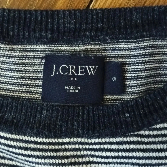 J. Crew linen blend nautical striped crew neck ribbed hem cuffs neck sma… - Picture 2 of 6